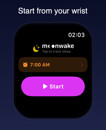 Moonwake on Apple Watch — tracking screen